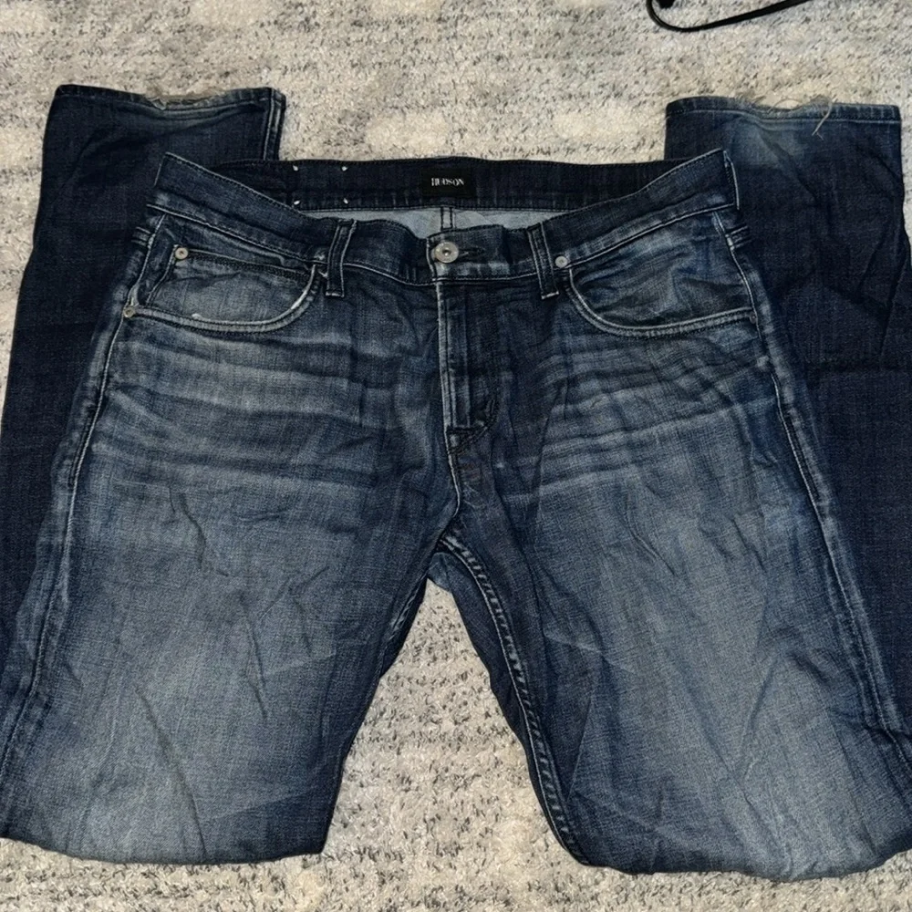 Hudson denim blue jeans men’s pants distressed Blake style Slim Straight Leg 33​ - Picture 9 of 12